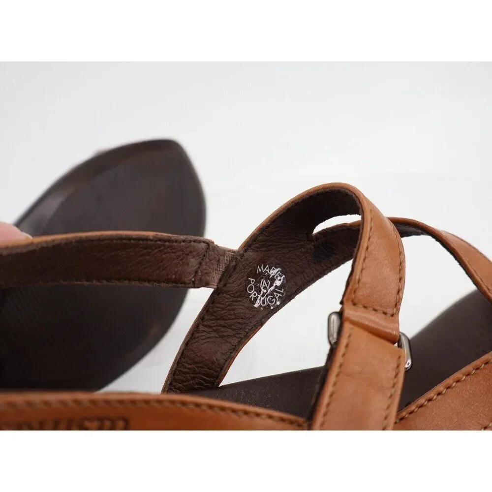 Mephisto France Women's Sandal Size 42 12 Block Heel Slingback Brown Leather